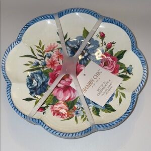 Shabby Chic Easter/Spring  Floral melamine salad plate  Set of 4- Blue a…